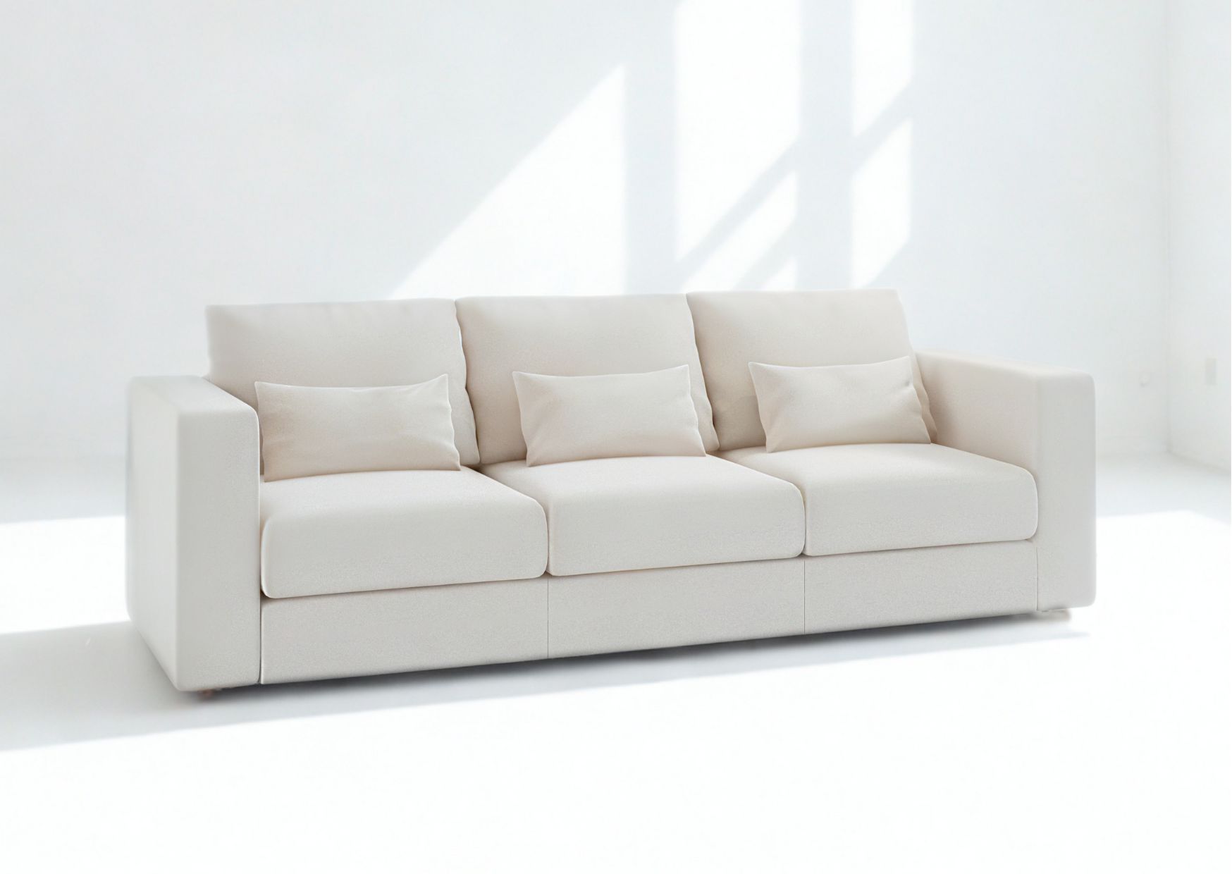 Klasyczna sofa rozkładana w kolorze beżowym